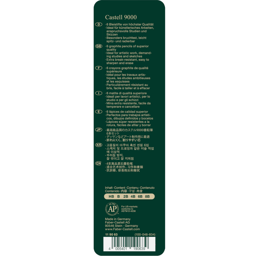 Faber Castell B 9000 HB 2 – Blister with 2 matitis di grafite, Castell graduazione 9000 HB, 2 Pezzi