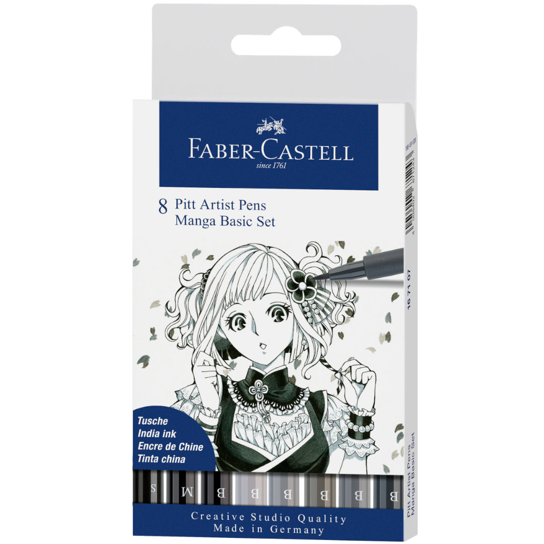 Faber-Castell Pitt Artist Pen Manga Basic Set x 8