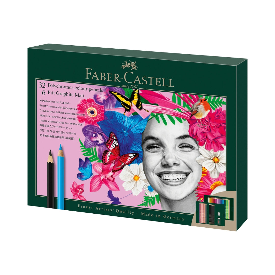Faber Castell Polychromos y Pitt Graphite Matt. Set Juego de Regalo x 40