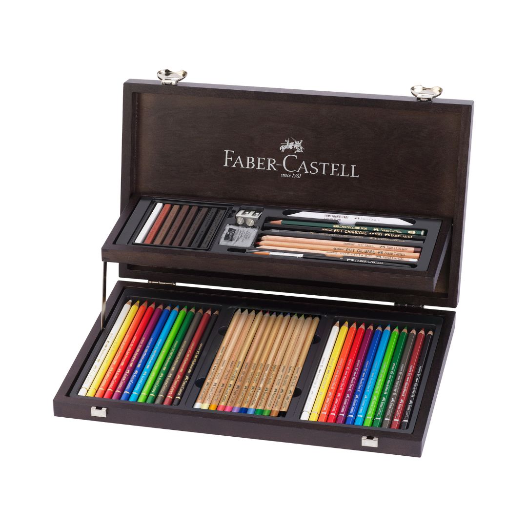 Faber Castell Lápices de Arte y Gráfica Compendium. Estuche de Madera x 53