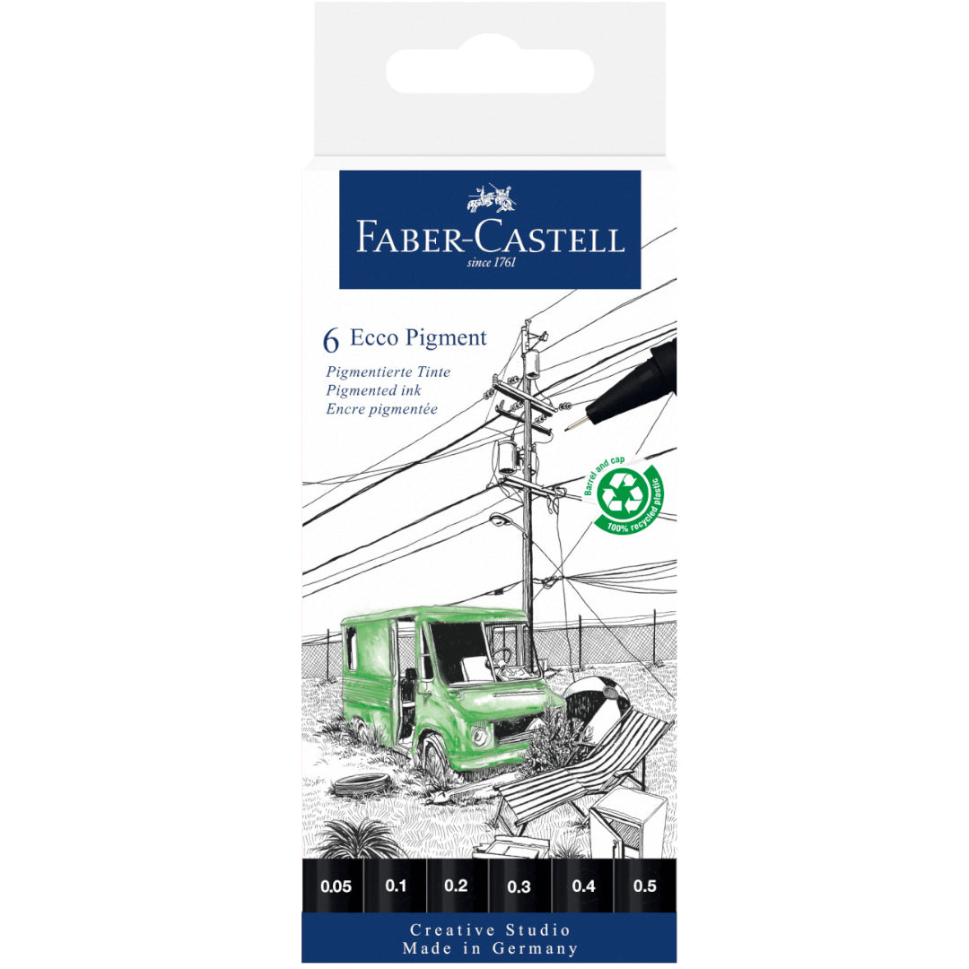 Ecco Pigment Faber-Castell Estilógrafo Desechable x 6
