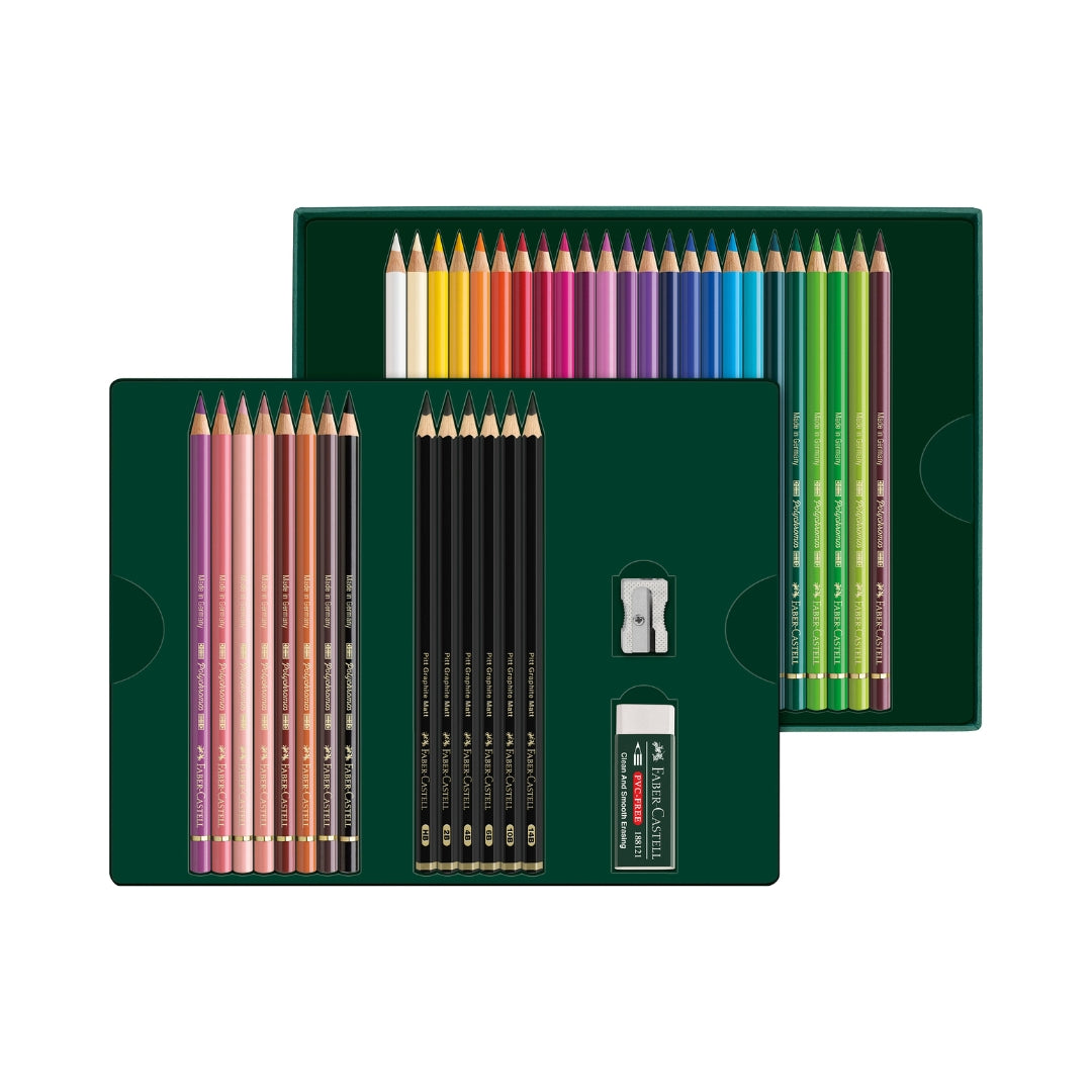 Faber Castell Polychromos y Pitt Graphite Matt. Set Juego de Regalo x 40