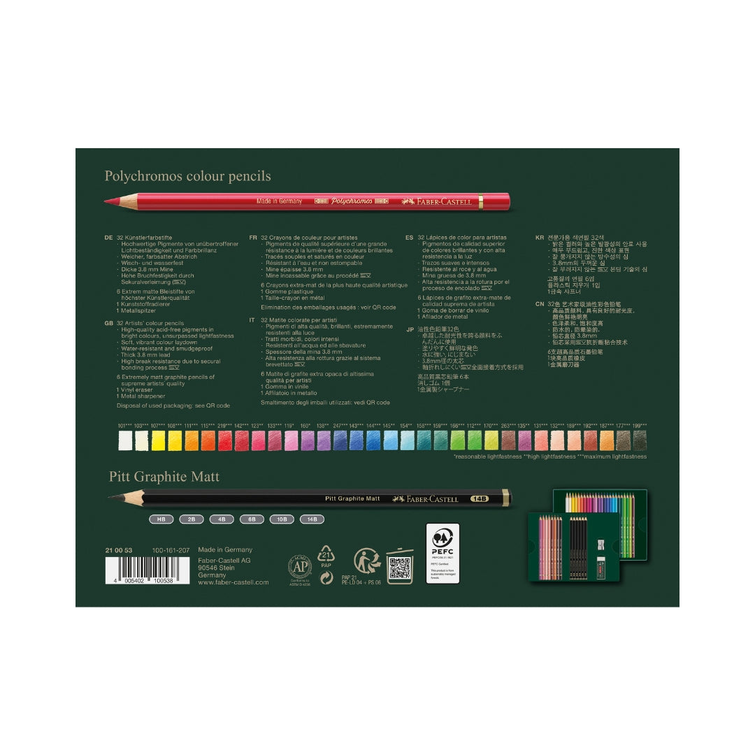 Faber Castell Polychromos y Pitt Graphite Matt. Set Juego de Regalo x 40