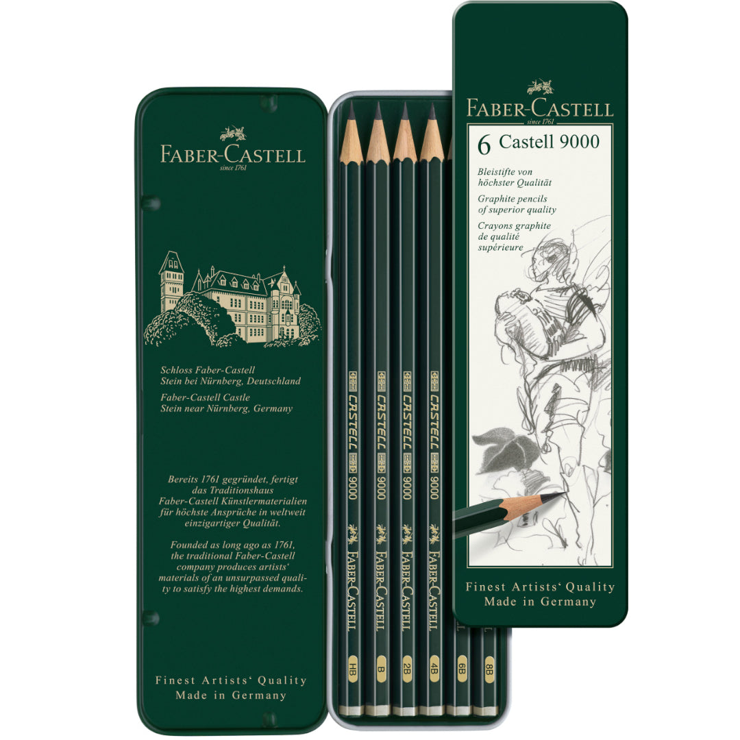Lápices Faber-Castell de Grafito Graduados Castell 9000 Set x 6