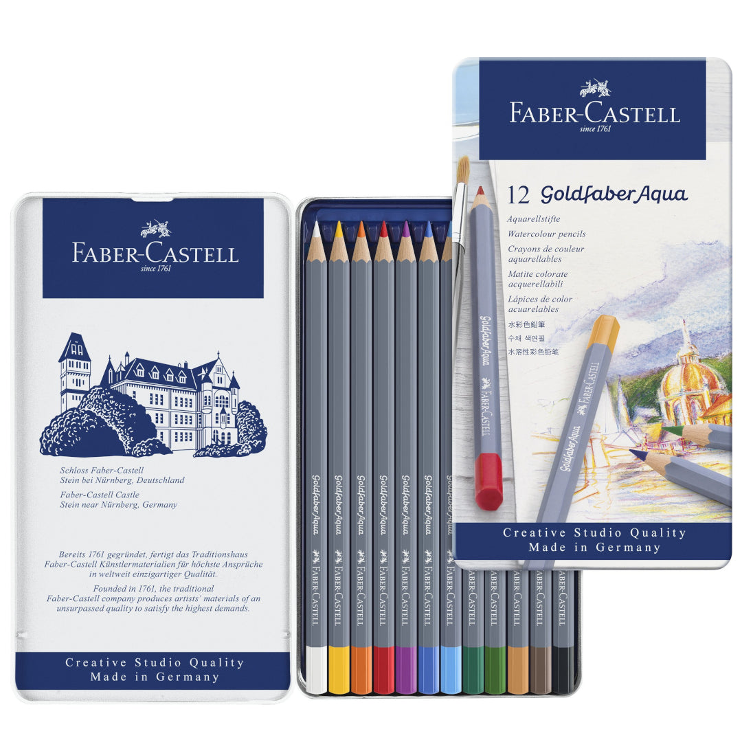 Colores Faber-Castell Goldfaber Aqua Acuarelables para Arte x 12