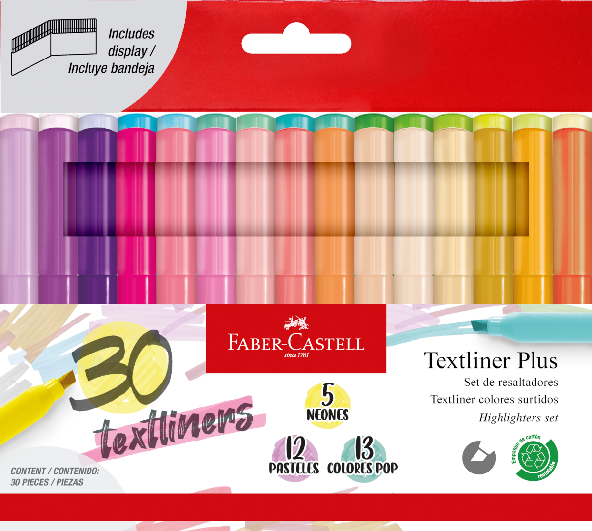 Resaltadores Textliner Plus cartón x 5 colores