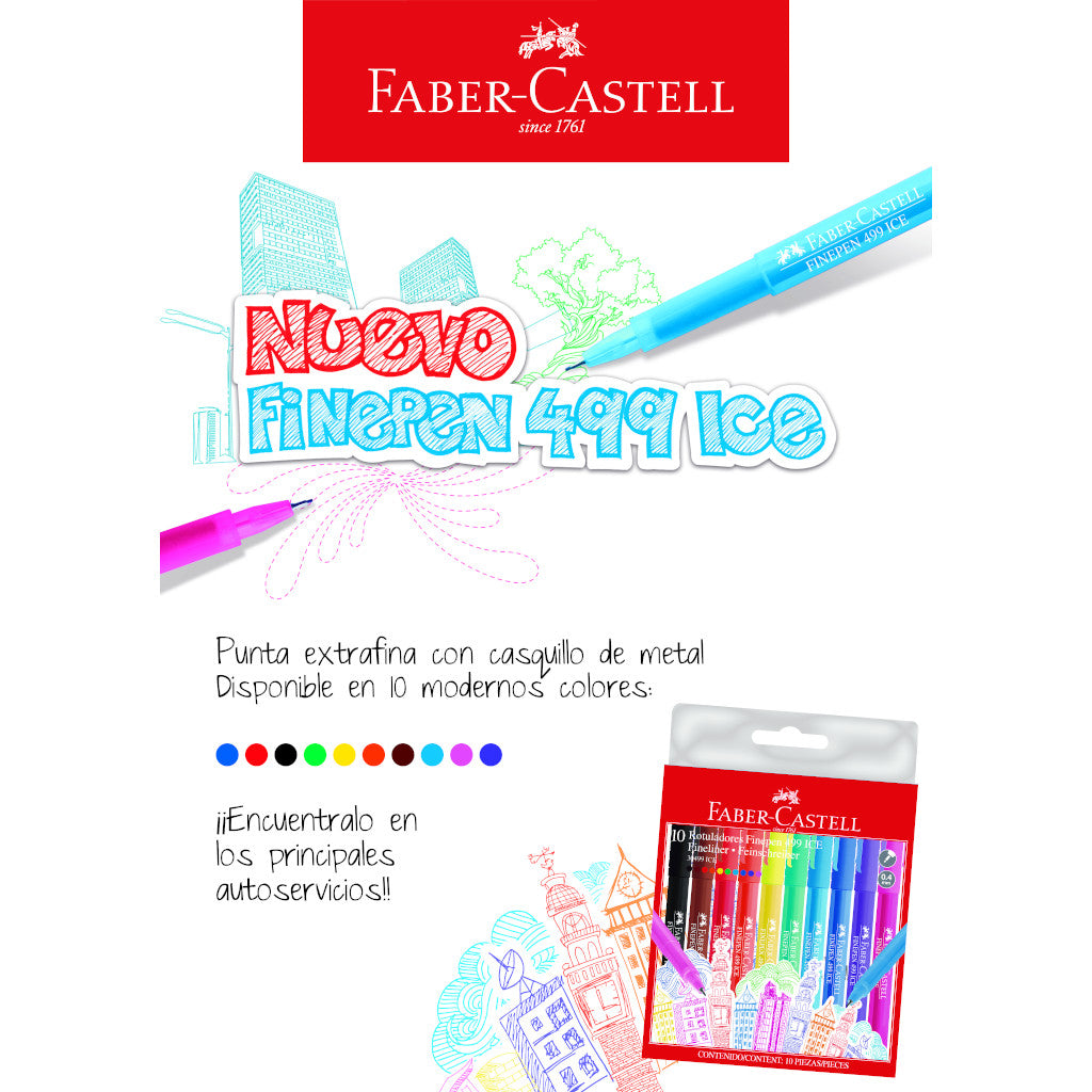 Marcadores Faber Castell ICE 499 de Punta Fina (0.4mm) x 10